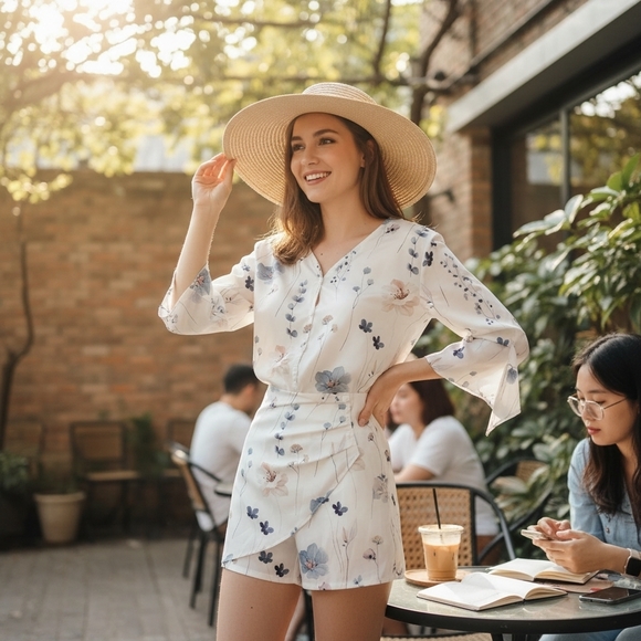 unknown brand Other - Floral Two-Piece Set – NWOT – Skort & Blouse – Size L